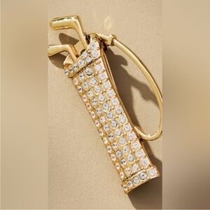 Anthropologie Gold Rhinestone Golf Bag Brooch